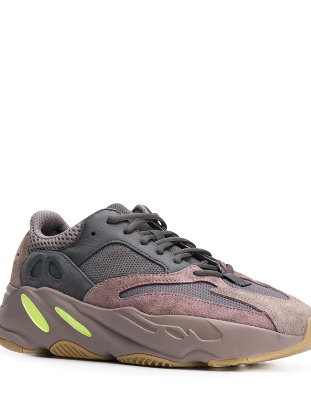 Yeezy Wave Runner Sneaker in Mauve, Charcoal & Neon Yellow